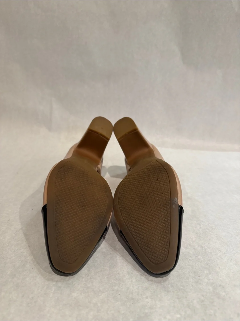 Bandolino Beige Pumps with Black Patent Cap Toe